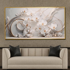 Floral Petals in Ice Framed Crystal Glass Painting