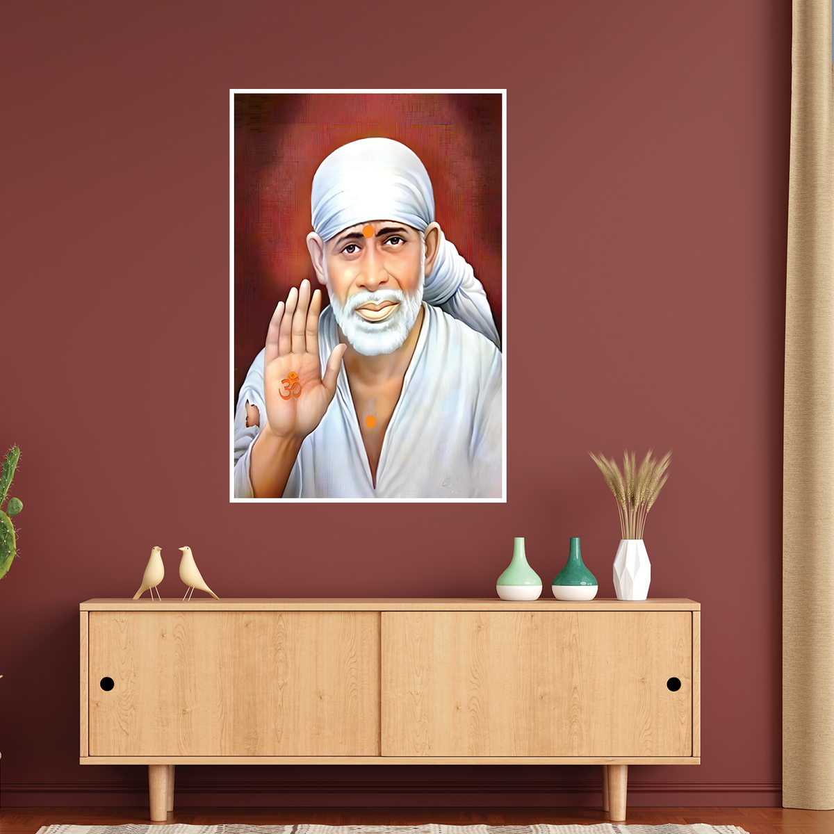 Blessings of Sai Baba Om Sai Ram Wall Hanging Painting