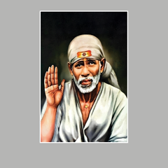 Om Sai Ram Sai Baba Spiritual Canvas Artwork for Home Décor