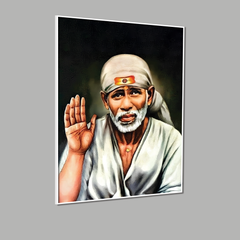 Om Sai Ram Sai Baba Spiritual Canvas Artwork for Home Décor
