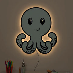 Baby Octopus Backlit Wooden Wall Décor