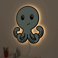 Baby Octopus Backlit Wooden Wall Décor