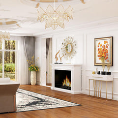 Glossy White Top Console with Modern Gold Detailing