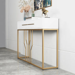Glossy White Top Console with Modern Gold Detailing