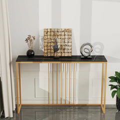 Contemporary Copper Finish Console Table In Hexagonal Design