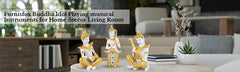 Spiritual White & Gold Buddha Figurines Playing Musical Instruments (Set of 3)