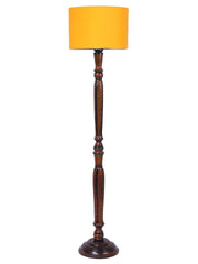 Yellow Cotton Wooden Floor Lamp