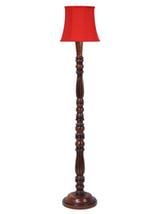 Red Cotton Wooden Floor Lamp