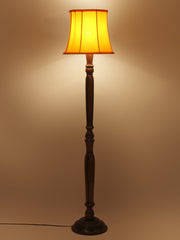 Yellow Cotton Wooden Floor Lamp