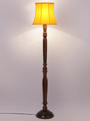 Yellow Cotton Wooden Floor Lamp