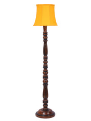 Yellow Cotton Wooden Floor Lamp