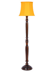 Yellow Cotton Wooden Floor Lamp
