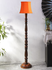 Orange Cotton Wooden floor Lamp