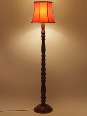 Orange Cotton Wooden floor Lamp