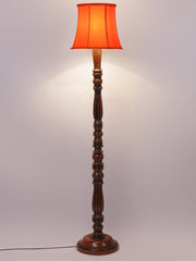 Orange Cotton Wooden floor Lamp