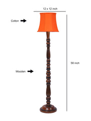 Orange Cotton Wooden floor Lamp