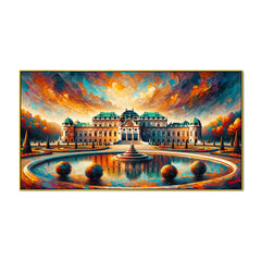 Famous Palace with Fountain and Manicured Gardens Canvas Print Wall Painting