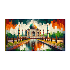 Taj Mahal: Historic Marble Landmark in Colors Canvas Print Wall Painting