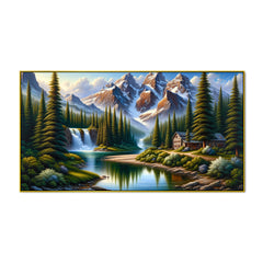 Snow-Capped Peaks & Tranquil River Canvas Print Wall Art