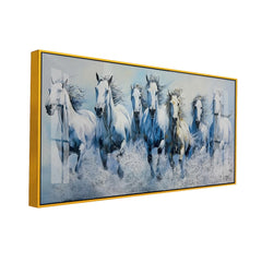 7 Running White Horses Canvas Painting