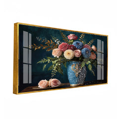 Elegant Floral Still Life Canvas Art | Romantic Bouquet in Blue Vase Wall Decor