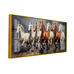 Premium 7 Running Horses Acrylic Canvas Painting - Vastu Shastra Wall Art