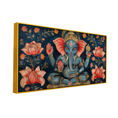 Rustic Hindu Wall Hanging – Lord Ganesha in Vintage Frame