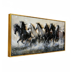 Luxury Seven Horses Wall Art: Premium  Acrylic Painting