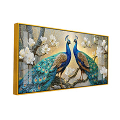 Luxury 3D Peacock Couple Wall Art - Premium Acrylic Glass Canvas painting