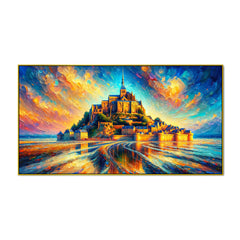 Beautiful Tidal Island, Vibrant Sky Canvas  Canvas Print Wall  Painting