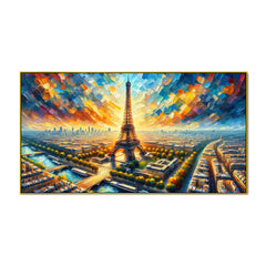 Imperial Sunset Palace with  EIFFEL TOWER in Color Canvas Print wall painting