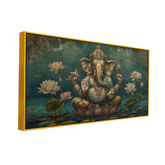 Traditional Ganesha Wall Portrait – Ethnic Vintage Canvas Art