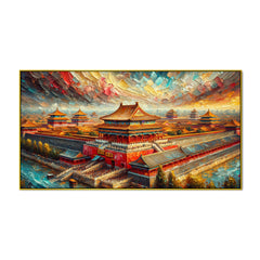 Imperial Sunset Palace with Ancient Echoes in Color Canvas Print wall painting