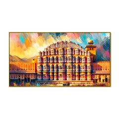 Hawa Mahal Under Vibrant Sky Wall Painting Canvas Print Wall painting