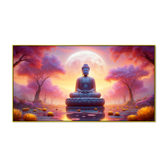 Meditating Gautam Buddha Statue: The Path of Nirvana Canvas print Wall Painting
