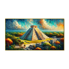 Mystical Golden Horizon: Ancient Ruins in Light Canvas Print Wall Painting