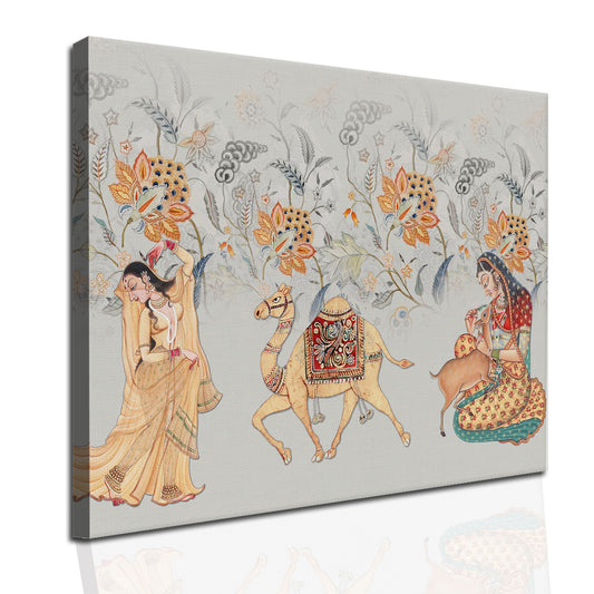 Indian Ethnic Traditional Painting On Canvas Print Large Wall Art For Living Room Wall Decoration Framed Art for Bedroom Hotel Office