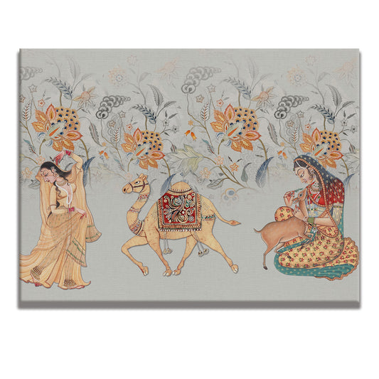 Indian Ethnic Traditional Painting On Canvas Print Large Wall Art For Living Room Wall Decoration Framed Art for Bedroom Hotel Office