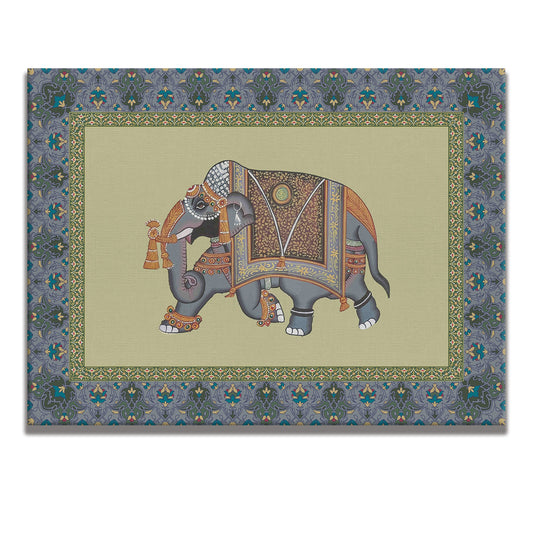 Mughal Elephat Madhubani Paintings Canvas Art Indian Ethnic Traditional Wall Art Large Size Perfect For Living Rooms, Bedrooms, and Office Spaces