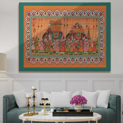 Madhubani Paintings Canvas Art Indian Ethnic Traditional Wall Art Large Size Perfect For Living Rooms, Bedrooms, and Office Spaces