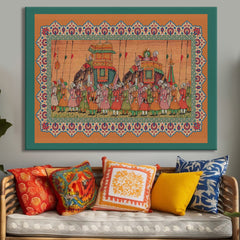 Madhubani Paintings Canvas Art Indian Ethnic Traditional Wall Art Large Size Perfect For Living Rooms, Bedrooms, and Office Spaces