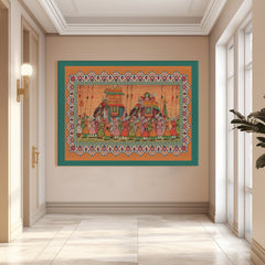 Madhubani Paintings Canvas Art Indian Ethnic Traditional Wall Art Large Size Perfect For Living Rooms, Bedrooms, and Office Spaces