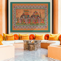 Madhubani Paintings Canvas Art Indian Ethnic Traditional Wall Art Large Size Perfect For Living Rooms, Bedrooms, and Office Spaces