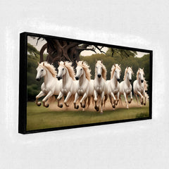 Premium 7 Running Horses Vastu Canvas Painting for Living Room