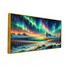 Aurora : Mystic Skies Over Snowy Mountains Canvas Print Wall Painting