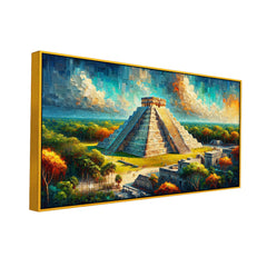 Mystical Golden Horizon: Ancient Ruins in Light Canvas Print Wall Painting