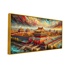 Imperial Sunset Palace with Ancient Echoes in Color Canvas Print wall painting
