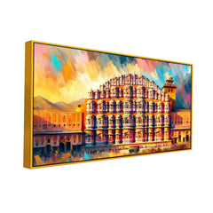 Hawa Mahal Under Vibrant Sky Wall Painting Canvas Print Wall painting