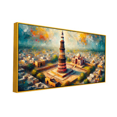 Qutub Minar: Delhi Landmark in Impressionist Style Canvas Print Wall Painting