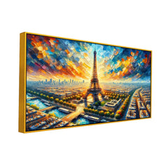 Imperial Sunset Palace with  EIFFEL TOWER in Color Canvas Print wall painting